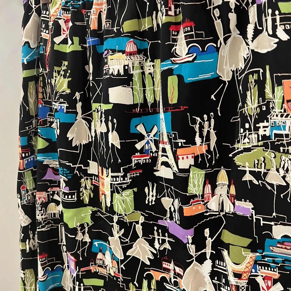 Intriguing Threads: Travel Patterned Skirt w/ Ruffle - Picture 2 of 4